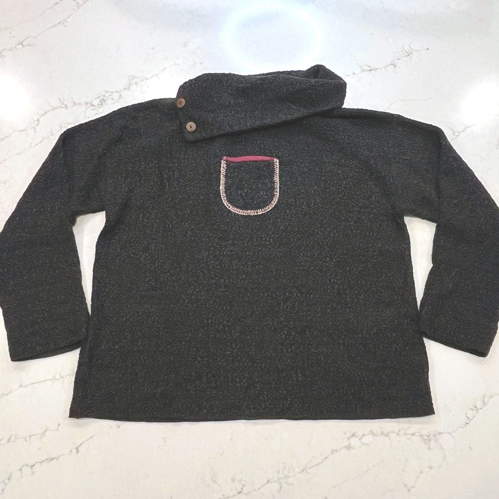 Margaret Winters Sweater Womens Medium Black Brown Art to Wear USA Lagenlook - Picture 2 of 10